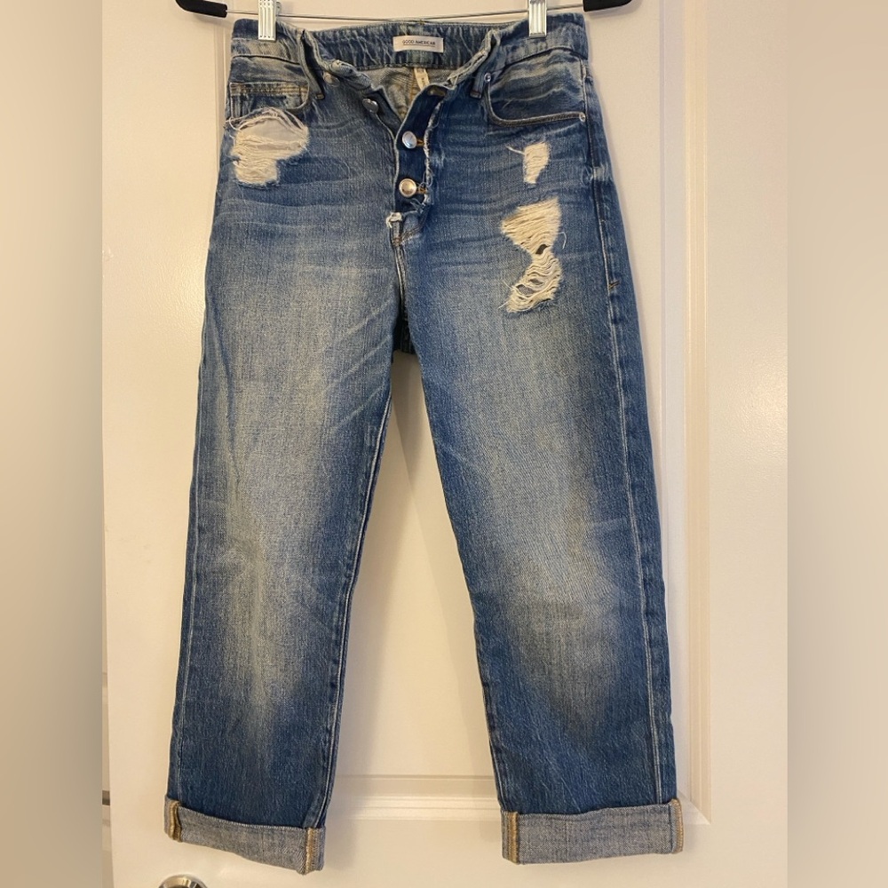 Good American Blue Ankle Cropped Jeans